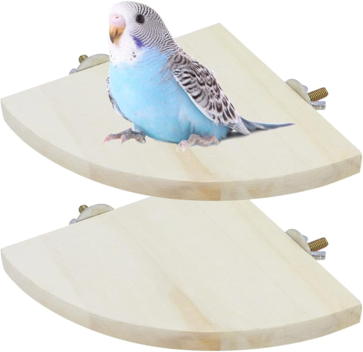 Wontee Bird Perch Stand 2 Pack Wooden Platform Corner Ledge for Budgies Cockatiels Conures African