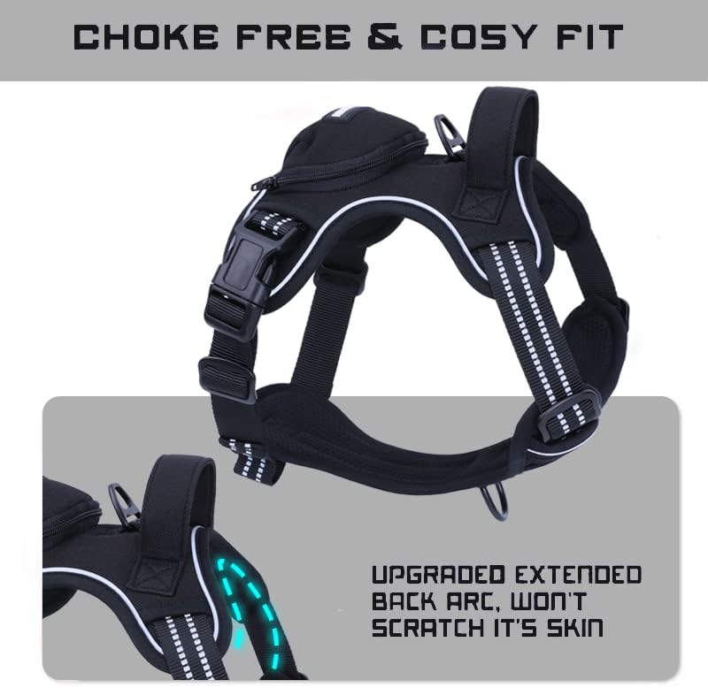 No Pull Dog Harness for Medium Dogs, Adjustable No Choke Pet Vest with Dog Leash Fit Smart