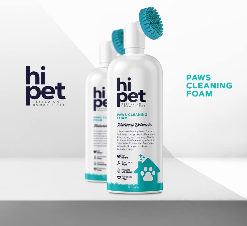 Hi Pet Dog Paw Cleaner Foam with Built-in Paw Scrubber Brush, Paw Cleaner for Dogs and Cats, Cat