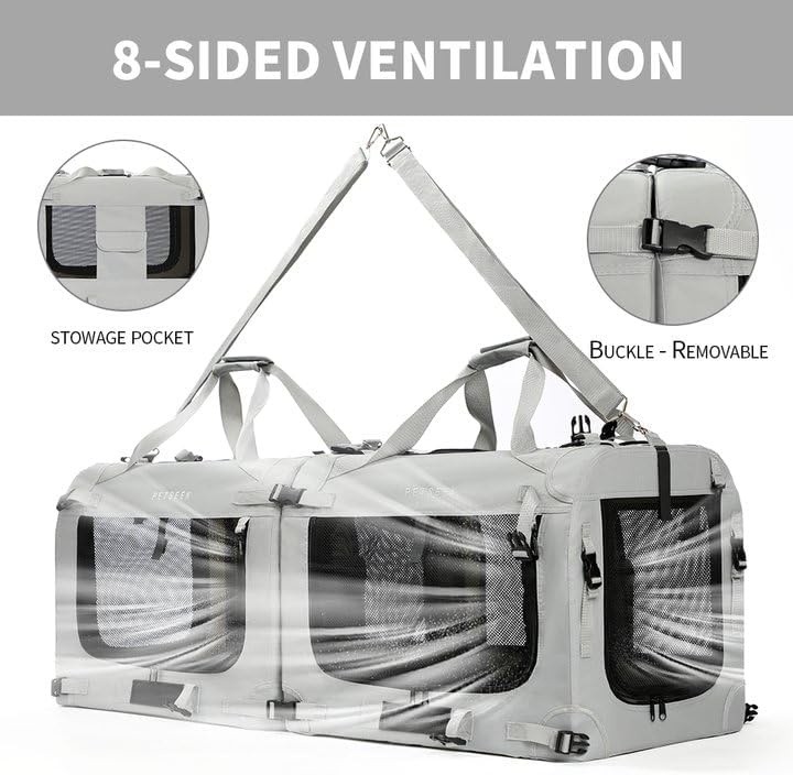 Extra Large Cat Carrier Soft Sided, Portable Small Dog Carrier for 2 Cats, 24"x16.5"x16" Car Travel