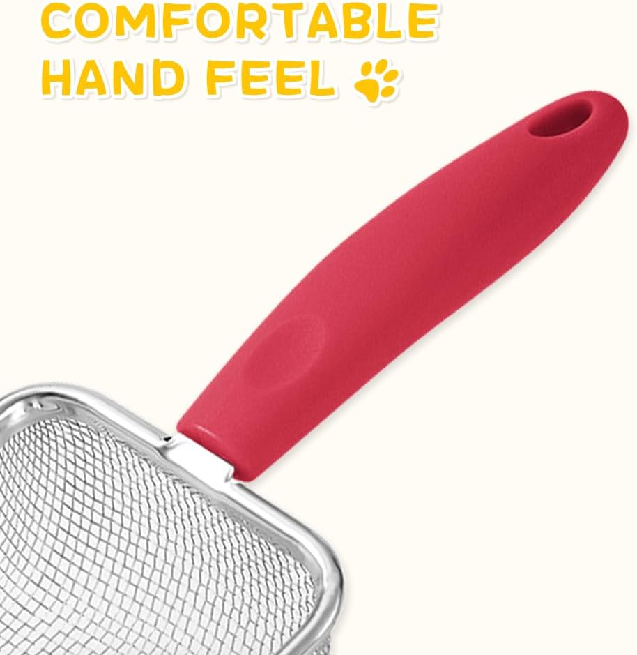 Cat Litter Scoop,Sturdy Litter Cleaner Corner Shovel,Stainless Steel Mesh Litter Shovel,Easy to