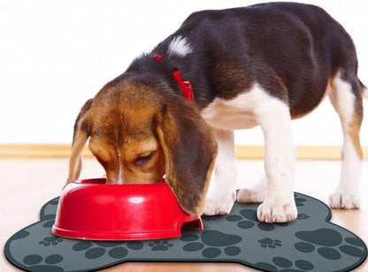 Dog Food Mats for Floors Waterproof, Pet Feeding Absorbent Water Bowl Mat Cat Placemats Gray Bone