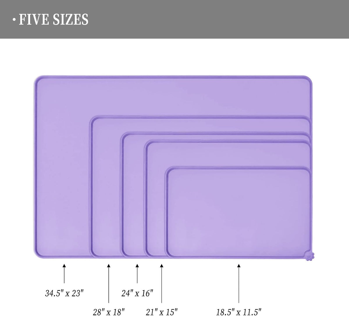Waterproof Pet Feeding Mat with High Raised Edges, Heavier and Thicker Placemats for Cat Dog Water