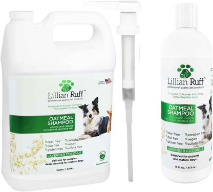 Lillian Ruff Calming Oatmeal Pet Shampoo for Dry Skin & Itch Relief with Aloe & Hydrating Essential