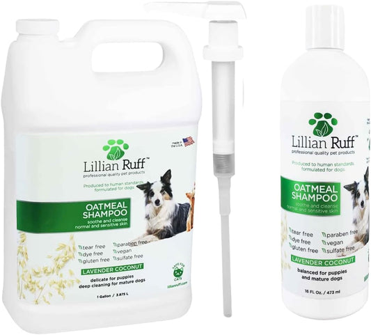 Lillian Ruff Calming Oatmeal Pet Shampoo for Dry Skin & Itch Relief with Aloe & Hydrating Essential