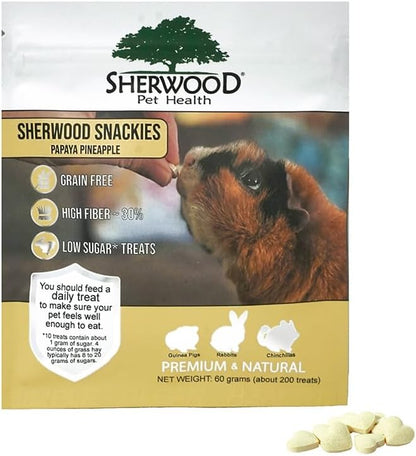 Sherwood Pet Health Snackies for Chinchillas, Rabbits & Guinea Pigs, Grain-Free, Real Fruit, Low