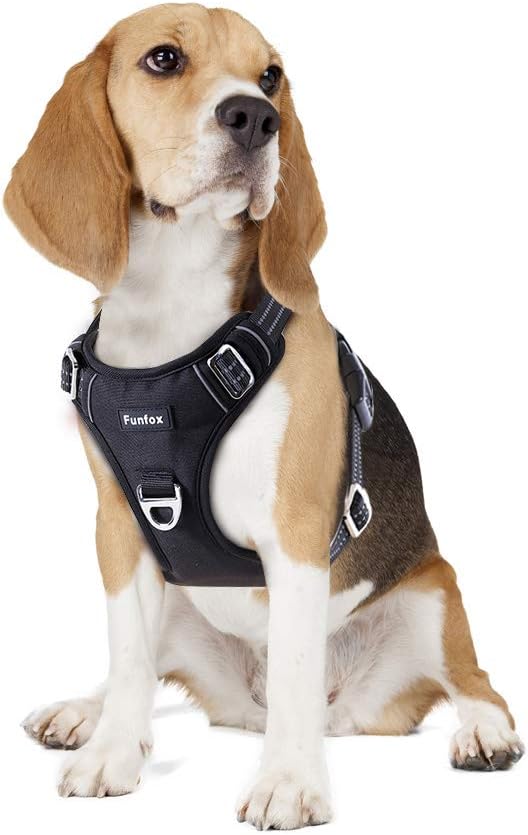 Funfox Dog Harness No Pull, Adjustable Pet Vest Harness, Super Soft Material with Vertical Handle