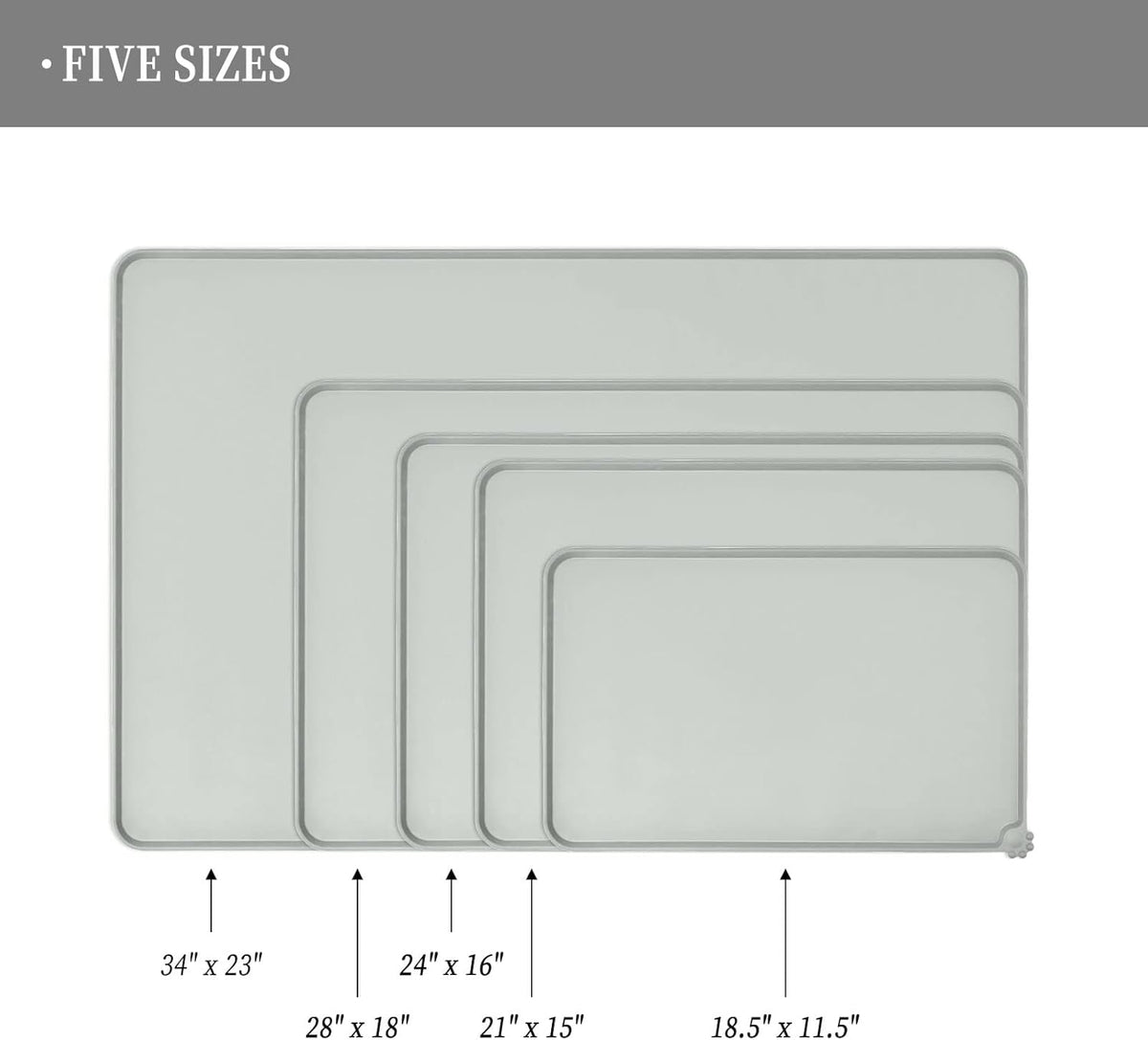 Waterproof Pet Feeding Mat with High Raised Edges, Heavier and Thicker Placemats for Cat Dog Water