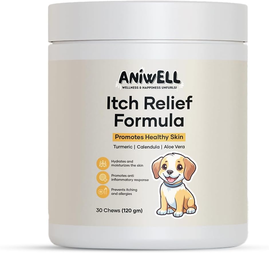 Itch Relief Chews for Dogs – Vitamin E & Borage Oil Supplement – Packed with Beneficial Fatty Acids