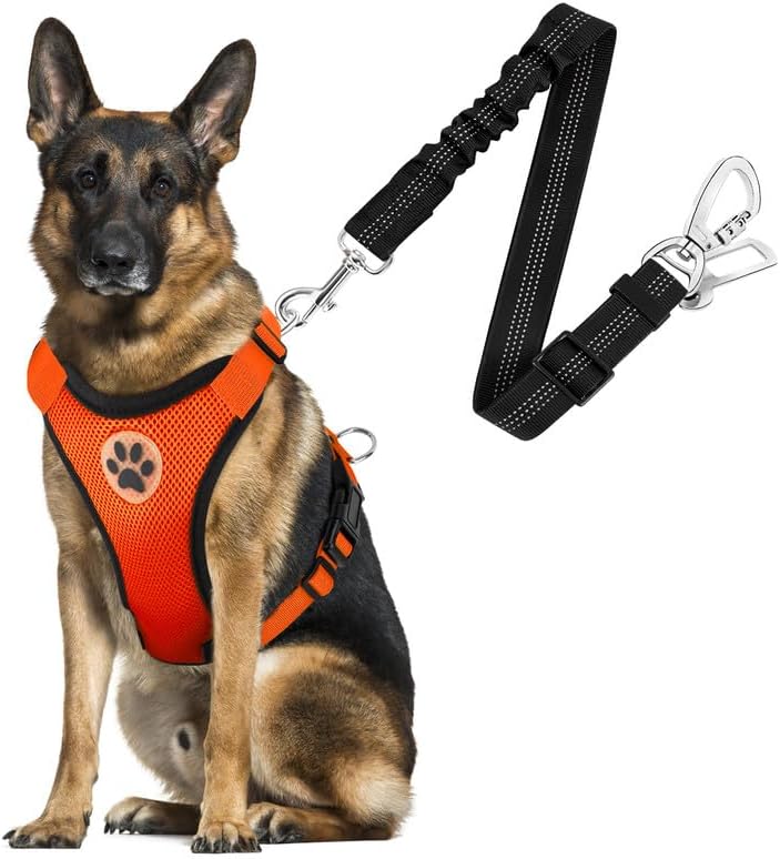 SlowTon Dog Seat Belt Harness for Car, Dog Car Harness Adjustable Mesh Breathable & Dog Seatbelt