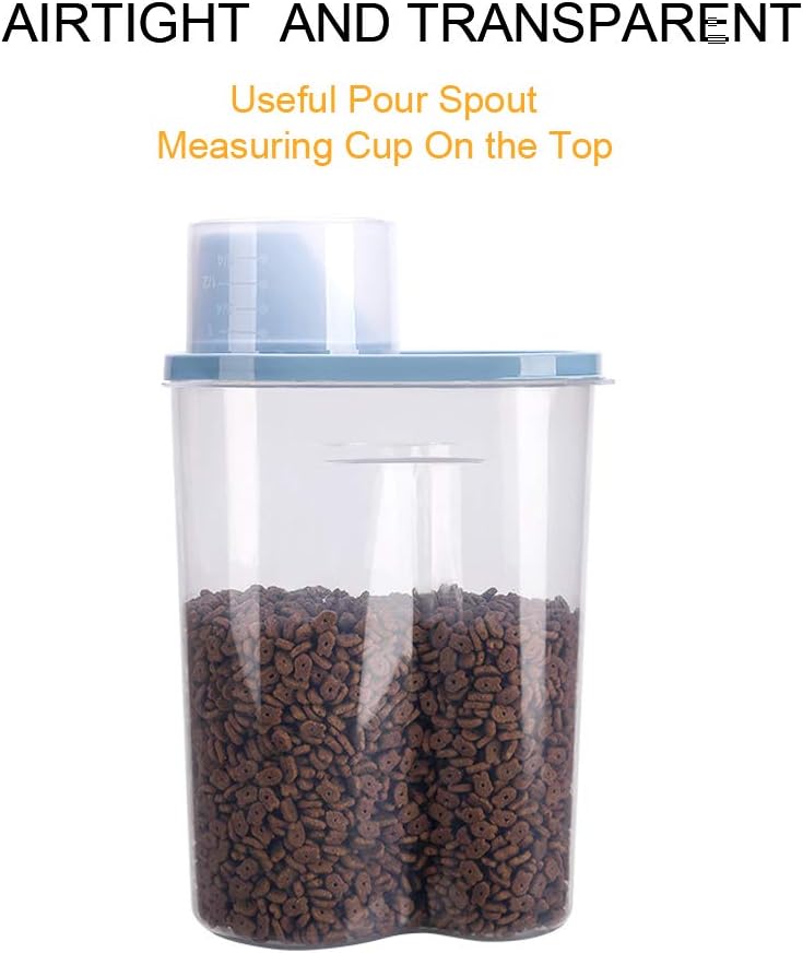 GreenJoy 2 Pack 2lb/2.5L Pet Food Storage Container with Measuring Cup, Can Covers and Bowl for