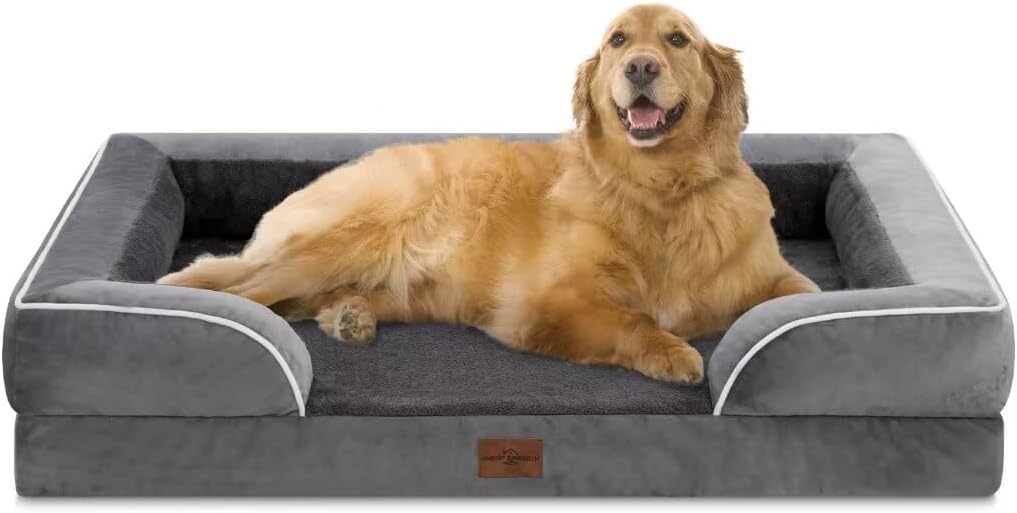 Comfort Expression XL Dog Bed with Bolster, Waterproof Orthopedic Foam Dog Beds for Extra Large