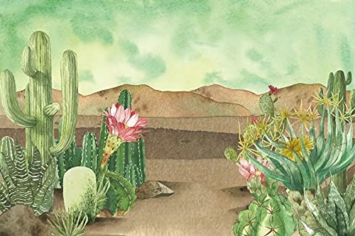 Renaiss 9x6ft Floral Cacti Backdrop Watercolor Aloes Cactus Flowers Desert Scenery Photography