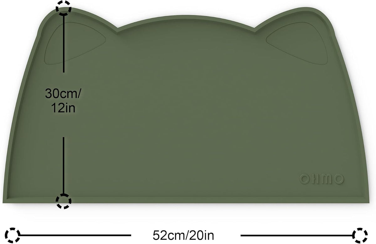 OHMO - Cat Food Mat, Silicone Pet Feeding Mat for Floor Non-Skid Waterproof Dog Water Bowl Tray