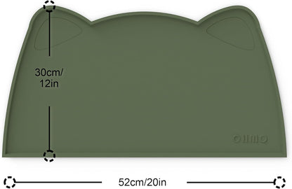 OHMO - Cat Food Mat, Silicone Pet Feeding Mat for Floor Non-Skid Waterproof Dog Water Bowl Tray