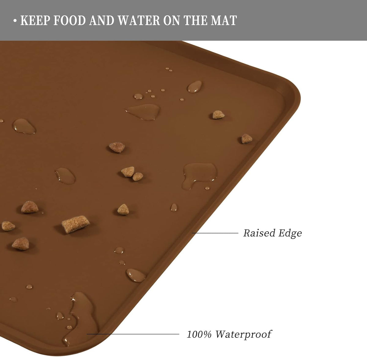Waterproof Pet Feeding Mat with High Raised Edges, Heavier and Thicker Placemats for Cat Dog Water