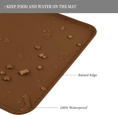 Waterproof Pet Feeding Mat with High Raised Edges, Heavier and Thicker Placemats for Cat Dog Water