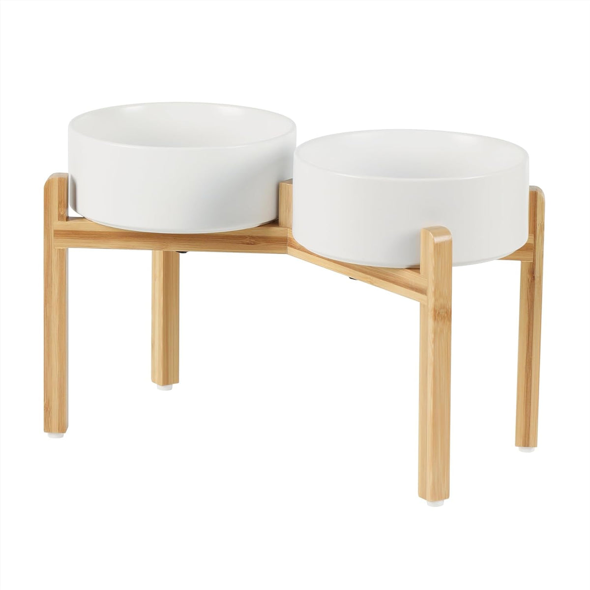 Ceramic Raised Double Bowls Set with Stand, Food & Water Bowls for Large Breed Dogs, Weighted Dog