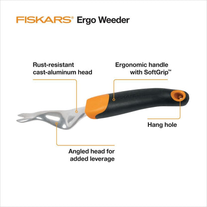 Fiskars Ergo Weeder Tool for Weeding, Heavy Duty Gardening Hand Tool with Ergonomic Handle and