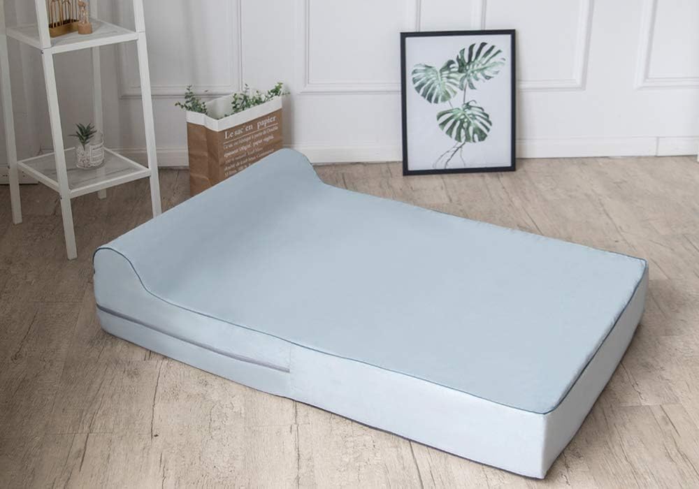 KOPEKS Orthopedic Memory Foam Dog Bed 7" Inch Thick Extra Large Dog Bed With Pillow Grey