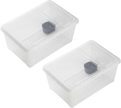 OMEM Portable Reptile Terrarium Habitat for Mini Pet Houses Breathable Holes Stackable Container