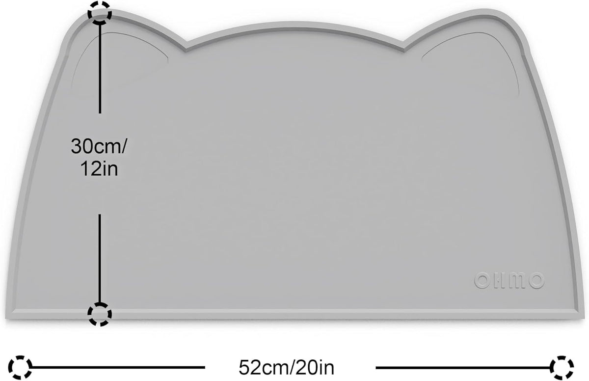 OHMO - Cat Food Mat, Silicone Pet Feeding Mat for Floor Non-Skid Waterproof Dog Water Bowl Tray