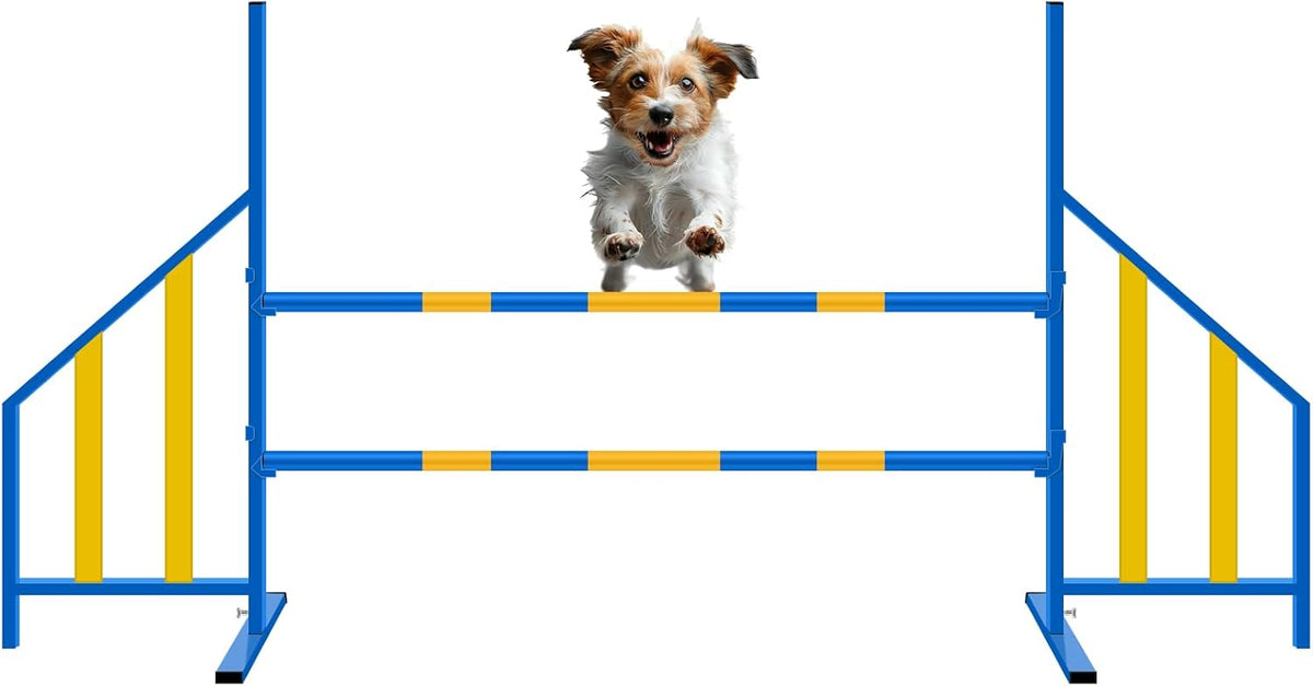 Agility Wing Jumps with Bar Dog Training Hedge Adjustable Pet Hurdles Jump Bars for Indoor Outdoor
