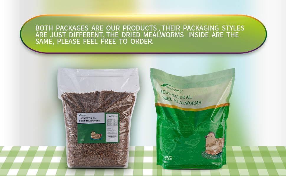 10lbs Dried Mealworms - Premium Non-GMO Chicken Feed, Nutritious High Protein Meal Worms- Food and