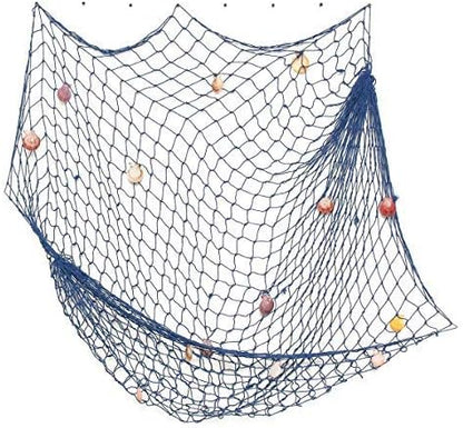 Nature Fish Net Wall Decoration with Shells, Ocean Themed Wall Hangings Fishing Net Party Decor for