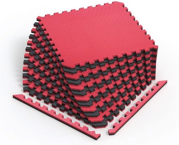 Norsk Reversible Gym Exercise Mats 3/4" Thick EVA Interlocking Foam Tiles, Perfect Gym Flooring for