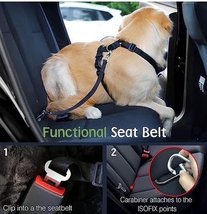 Dog Seat Belt, Safety Vest Dog Car Harness with Adjustable Buckle Dog Seat Belt for Vehicle Nylon