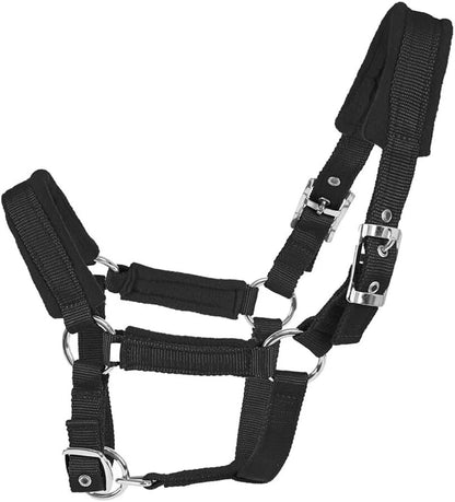 Horse Halter with Wool Lining, Adjustable Halter for Horses Satin Hardware to Prevent Friction