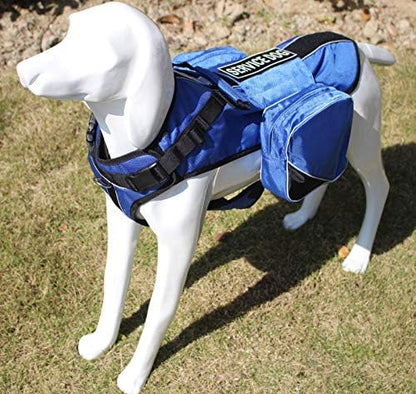 Serijoars Dog Vest Harnesses with Saddlebag Backpack for Camping & Travel - Reflective Hound Hiking