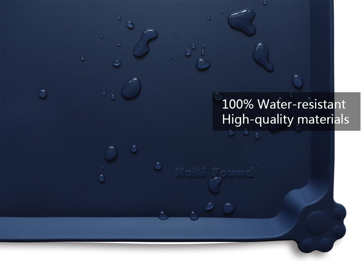 Hoki Found Large Waterproof Silicone Pet Food Mats Tray - Non Slip Pet Bowl Mats Placemat - Dog Pet