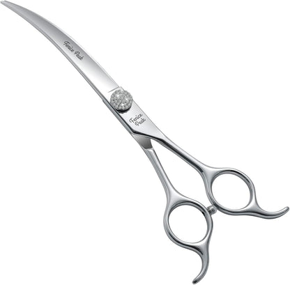 Fenice Peak 6.5‘’ Extra Curved Dog Grooming Scissors with Jewelled Screw 440C Stainless Steel Pet