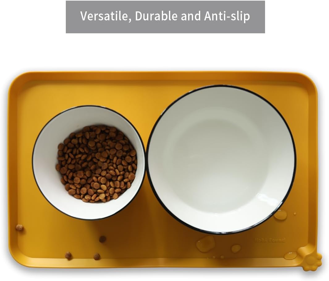 Hoki Found Silicone Pet Food Mats Tray - Dog Pet Cat Feeding Mat - Waterproof Dog Cat Food Mats