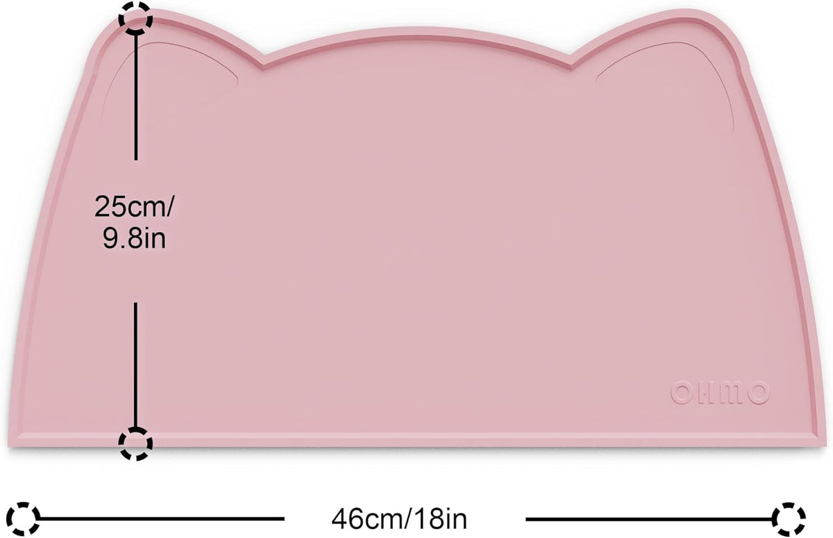 OHMO - Cat Food Mat, Silicone Pet Feeding Mat for Floor Non-Skid Waterproof Dog Water Bowl Tray