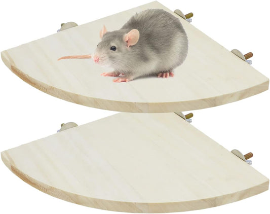 Wontee Bird Perch Stand 2 Pack Wooden Platform Corner Ledge for Budgies Cockatiels Conures African