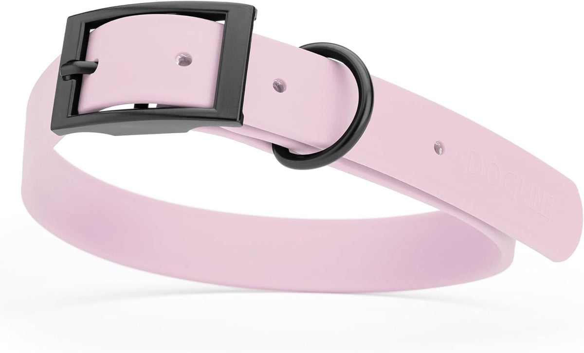 Dogline Biothane Waterproof Dog Collar Strong Coated Nylon Webbing with Black Hardware Odor- Proof