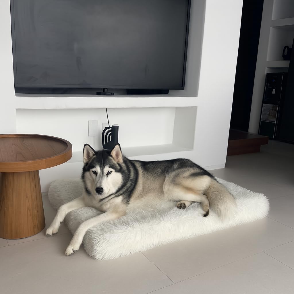 IHAPPYDOG Luxury Faux Fur Orthopedic Dog Beds, Memory Foam Crate Bed for Small, Medium, Large and