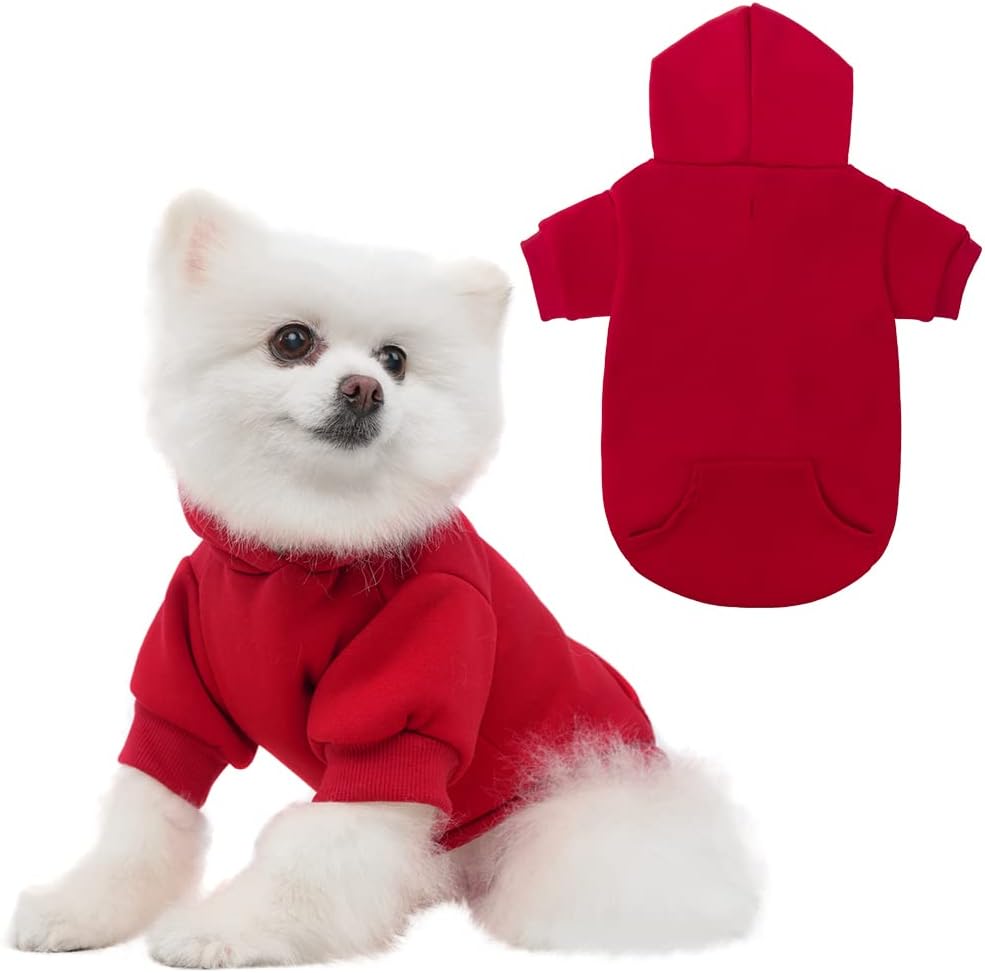 KOOLTAIL Basic Dog Hoodie - Soft and Warm Dog Hoodie Sweater with Leash Hole and Pocket, Dog Winter