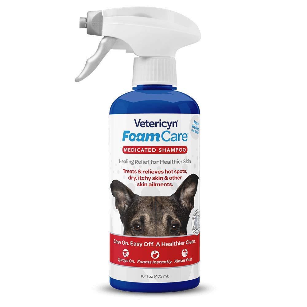 Vetericyn FoamCare Medicated Dog Shampoo - Instant Foaming, Spray-On Hypoallergenic Shampoo