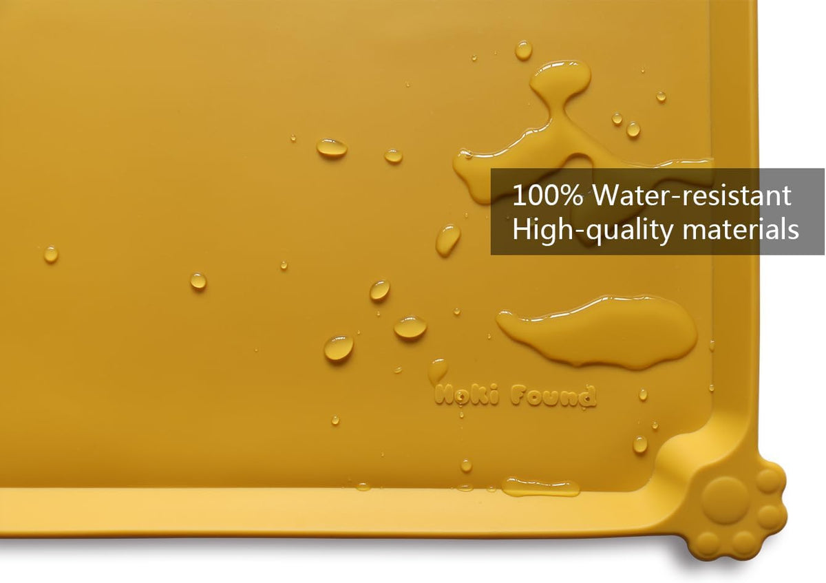 Hoki Found L Silicone Non Slip Pet Feeding Mats - Waterproof Dog Cat Food and Water Mats for Carpet