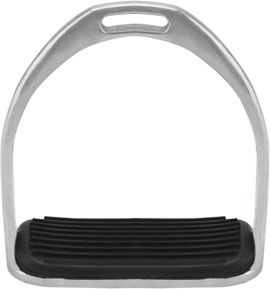 QWORK Horse Riding Stirrups, Hose Saddle, Safety Stirrup, Stainless Steel English Riding Protection