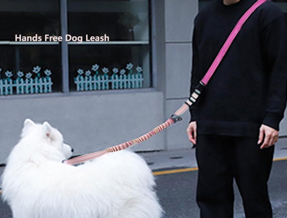 Hands Free Dog Leash for Large Medium Dogs Heavy Duty Bungee Reflective Adjustable Waist Leashes