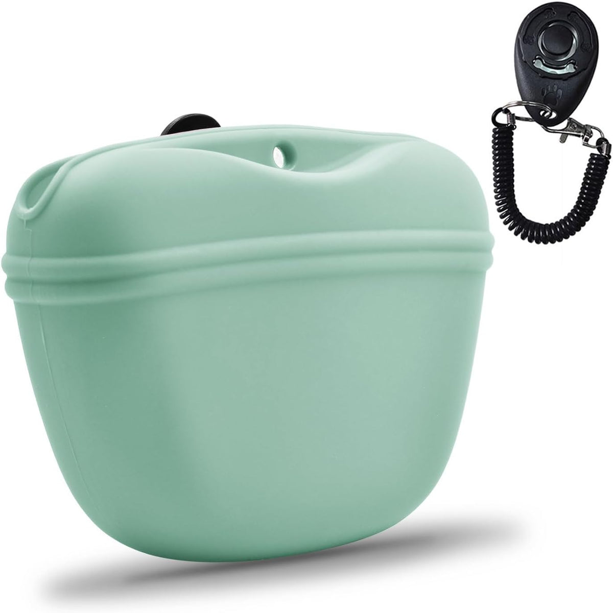 AUDWUD Silicone Dog Treat Pouch,with Dog Training Clicker,Clip on Portable Training