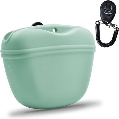 AUDWUD Silicone Dog Treat Pouch,with Dog Training Clicker,Clip on Portable Training