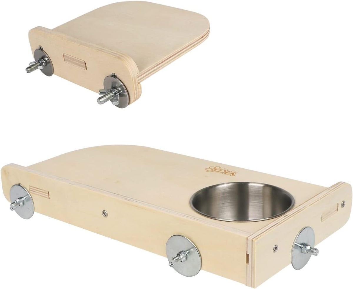 Chinchilla Wooden Platform Set, Pet Cage Platform with Feeding Bowl, Small Animals Cage Accessories