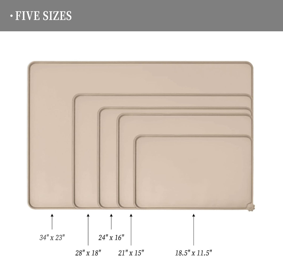 Waterproof Pet Feeding Mat with High Raised Edges, Heavier and Thicker Placemats for Cat Dog Water