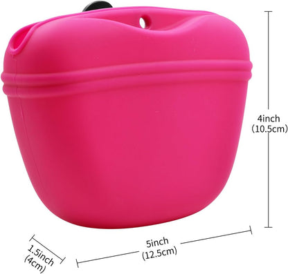 AUDWUD Silicone Dog Treat Pouch,Clip on Portable Training Container,Convenient Magnetic Buckle